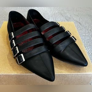 Strange Cvlt Cult Coven Flats with Straps Buckles Black Punk Women’s Size 7